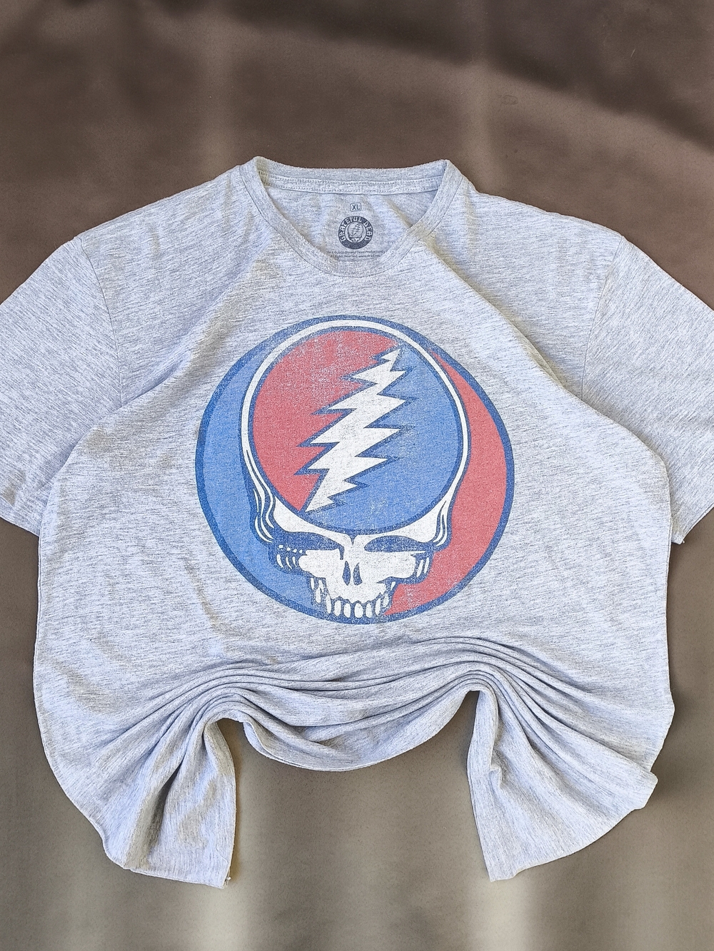 Grateful Dead Ripple Junction Repo Thinned Faded Gray Tee Graphic Size XL Fits L